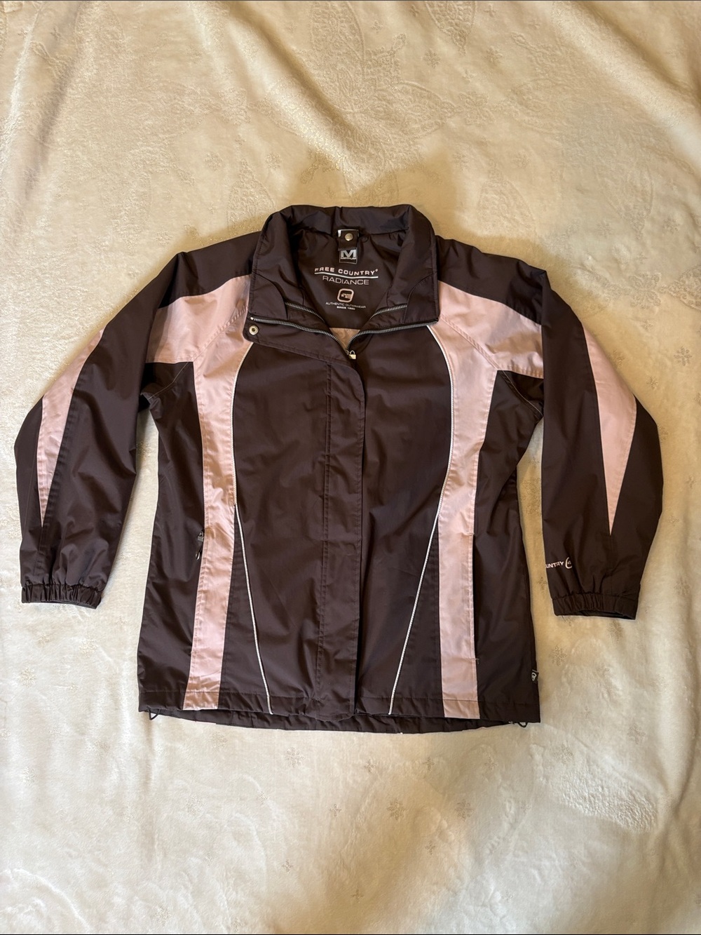 Free Country Radiance Jacket M Brown Pink Colorblock Windbreaker Coat Size M